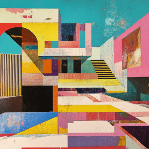 Linéarité Chromatique Composition géométrique colorée inspirée d’une architecture moderne abstraite.